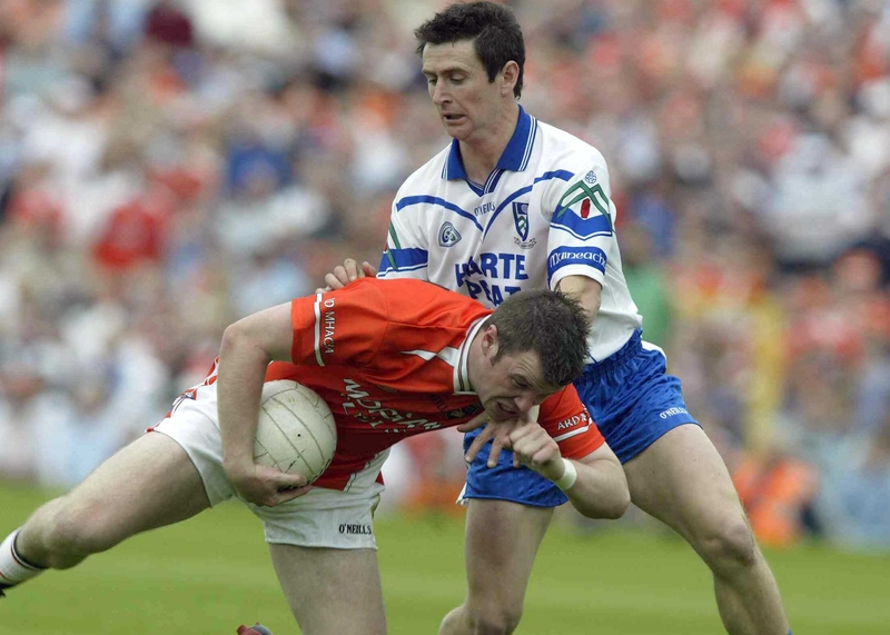Ronan Clarke of Armagh and Gary McQuaid of Monaghan