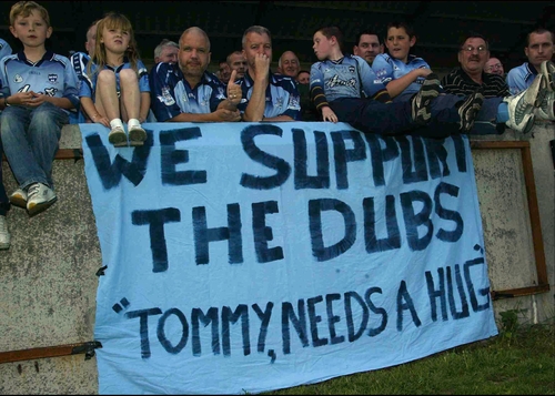 A group of Dublin fans show their support for beleagured Dublin manager Tommy Lyons