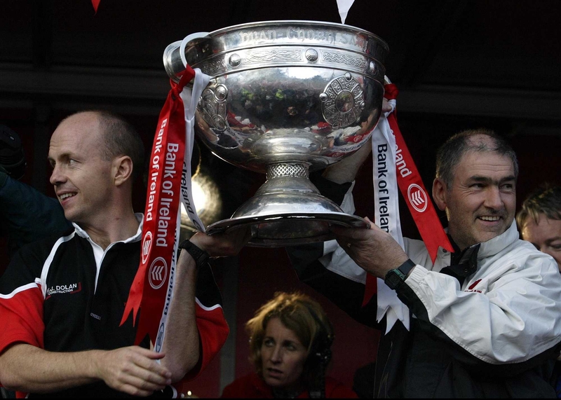 Peter Canavan (l) and Mickey Harte