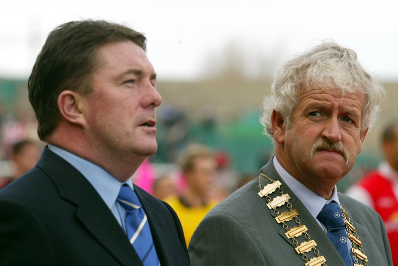 Fran Rooney (left): finally bowed to pressure to quit the FAI. The association's president, Milo Corcoran (right), was one of those who had opposed Rooney's tenure