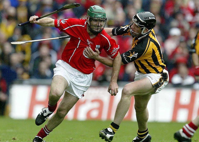 Cork's Jerry O'Connor with Derek Lyng of Kilkenny during today's All-Ireland final.