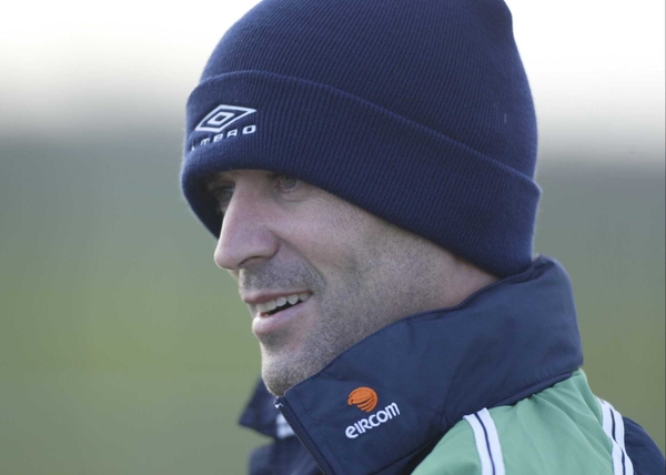Roy Keane - looking relaxed at today's Irish training session in Malahide