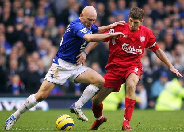 Thomas Gravesen in action for Everton