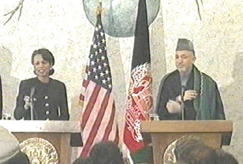 Coldoneezza Rice & - Hamid Karzai in talks