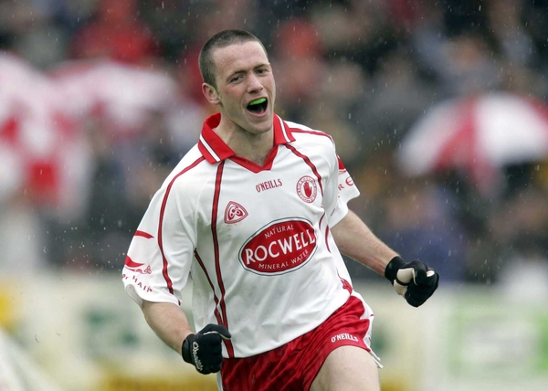 Martin Penrose celebrates scoring the only goal at Omagh today