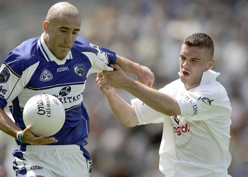 James Lonergan of Kildare and Barry Brennan in action today
