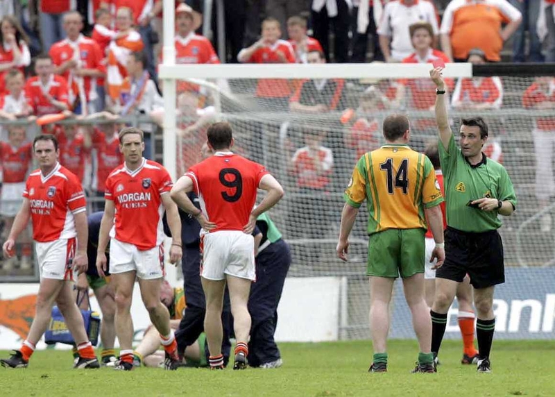 Raymond Sweeney is sent off during last Sunday's bruising encounter