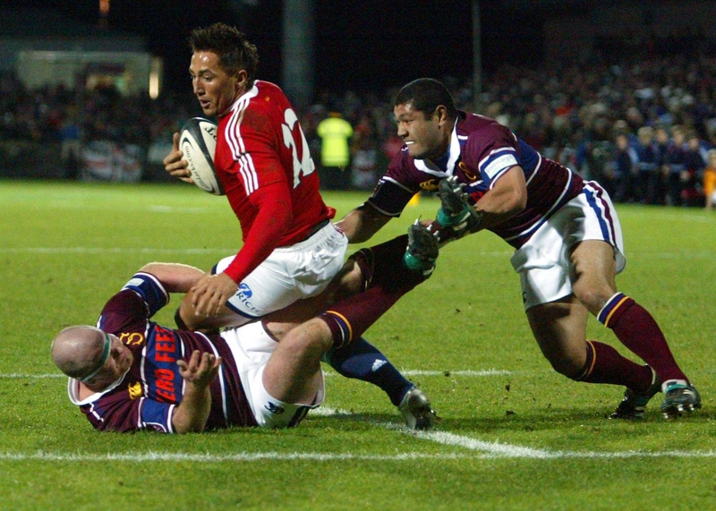 Gavin Henson on his way to touching down for the Lions today