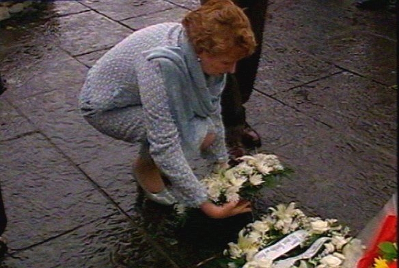 Mary McAleese - Lays wreath at disaster memorial