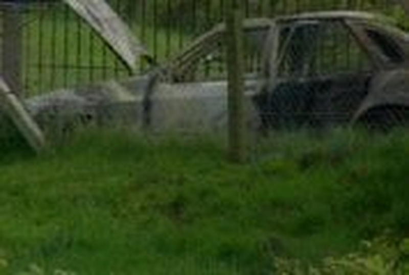 Burnt-out car at Randalstown - Site of body find