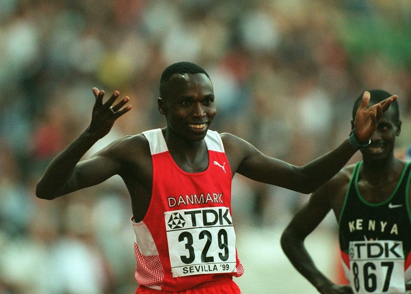 Wilson Kipketer in the colours of his adopted country, Denmark