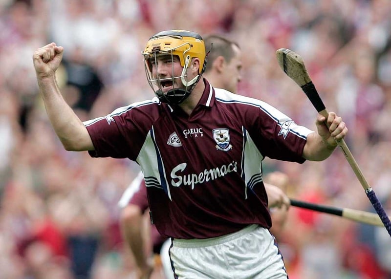 Ger Farragher celebrates netting one of nine goals scored in today's All-Ireland SHC semi-final thriller