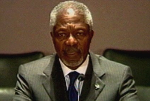 Kofi Annan - Urges Hamas to end violence
