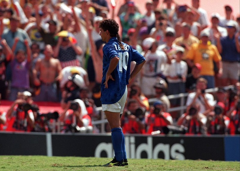 Roberto Baggio looks on having missed that penalty in the 1994 World Cup final