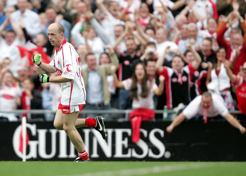 Peter Canavan celebrates his stunning goal, which proved the difference between the sides today