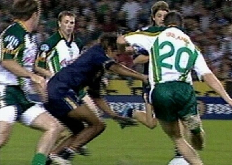 Pauric Joyce has a shot blocked during today's test