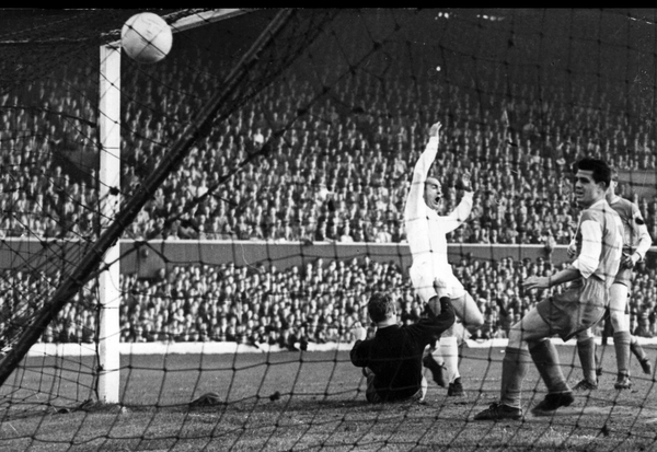 Alfredo Di Stefano scores Real Madrid's second goal of the 1960 European Cup final against Eintracht Frankfurt