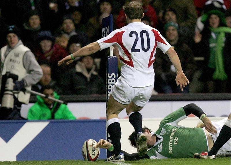 Ireland hero Shane Horgan crosses the line to secure Triple Crown glory