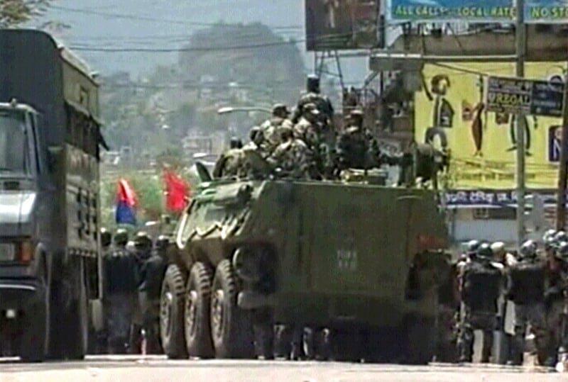 Kathmandu - Security forces block protestors