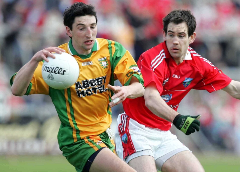 Michael Hegarty of Donegal and Peter McGinnity of Louth during the draw last time out