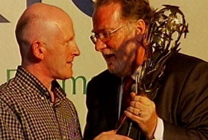 Kilmeen director Tim Coffey is given the top award by Cathal Goan, RTÉ DG