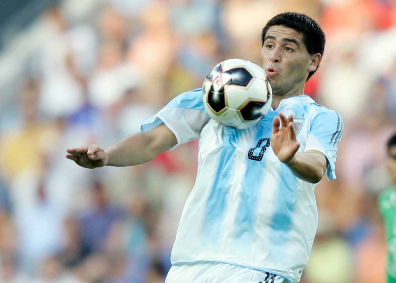 Juan Roman Riquelme scored on the double for Argentina