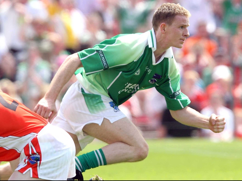 Tom Brewster celebrates after scoring a goal for Fermanagh