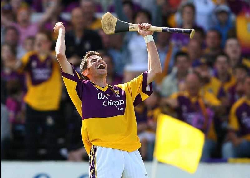 Stephen Doyle celebrates his part in Wexford's victory today