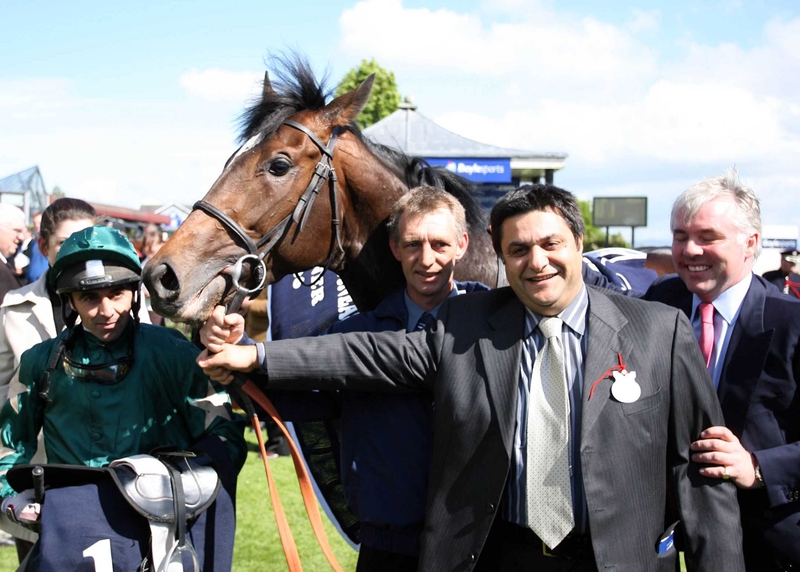 Alan Munro (left) after Araafa's victory in the Boylesports Irish 2000 Guineas