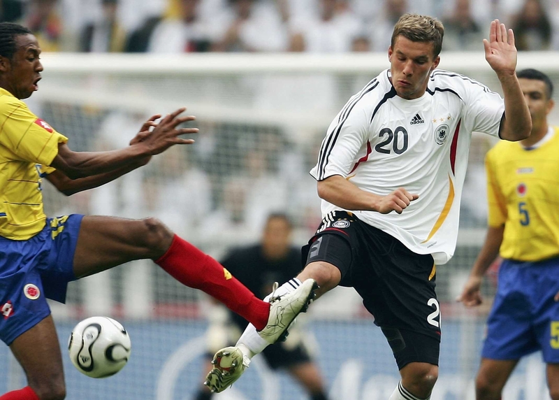 Lucas Podolski scored twice for Germany against Slovakia tonight