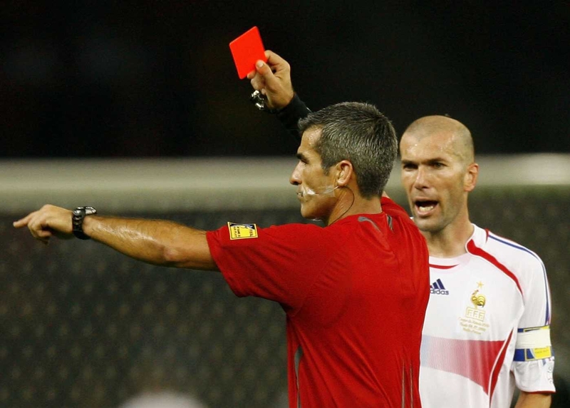 Zinedine Zidane is sent off in the World Cup final in Berlin