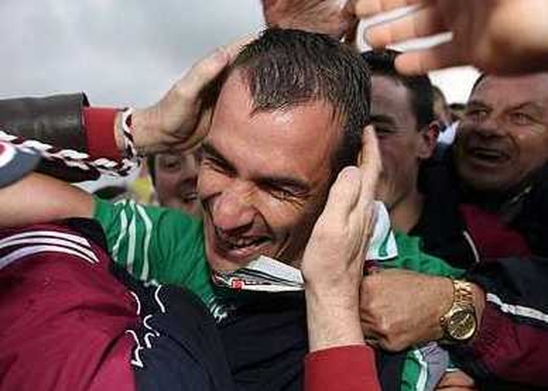 Westmeath's ace marksman Dessie Dolan is mobbed by fans after Saturday's win in Galway
