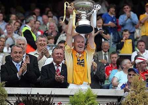 Antrim captain Karl McKeegan hoists the Christy Ring Cup