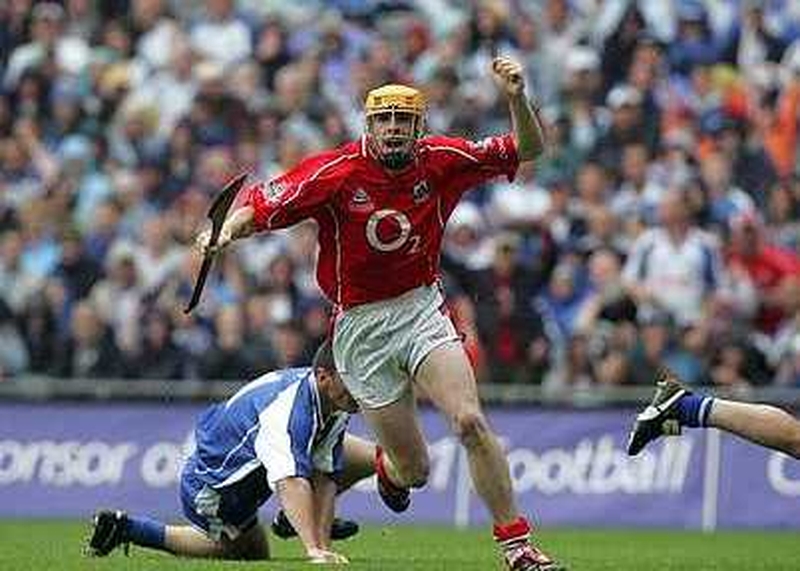 Cathal Naughton celebrates scoring the crucial goal in today's All-Ireland SHC semi-final