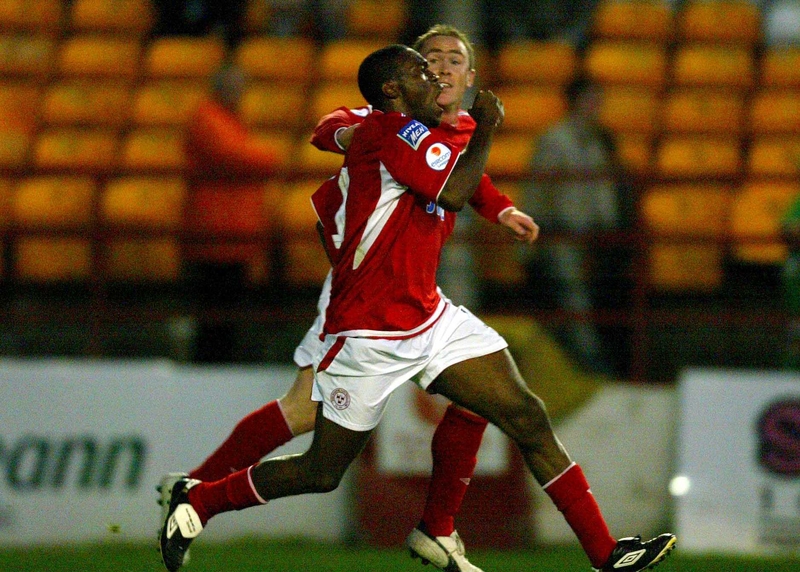 Joseph Ndo celebrates sending his side into the eircom League Cup final