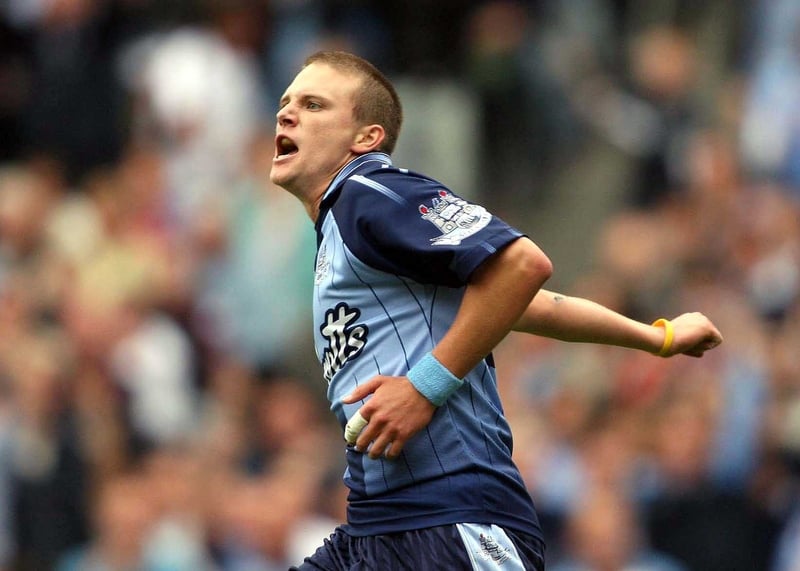 Tomás Quinn celebrates his goal against Westmeath today