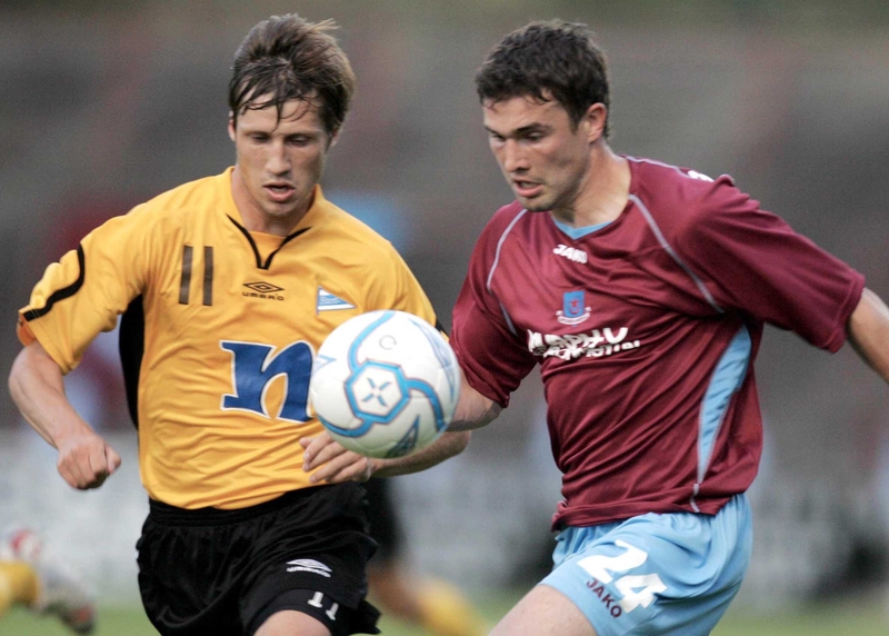 Shane Barrett in action for Drogheda this evening