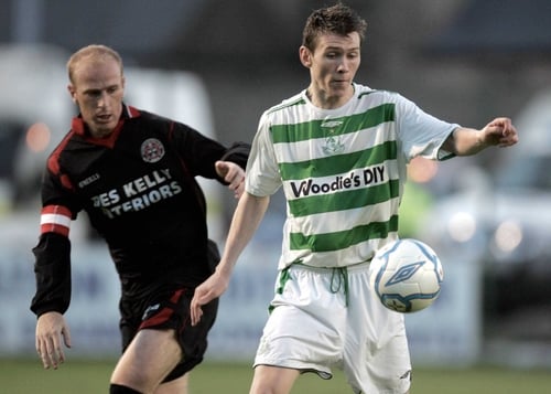 Ger Rowe had a tremendous game for Shamrock Rovers at Tolka Park