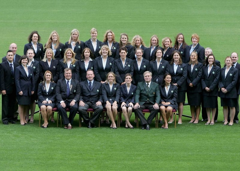 The Irish women's rugby team prior to their departure for the World Cup in Canada
