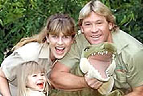 Steve Irwin with wife Terri and daughter Bindi