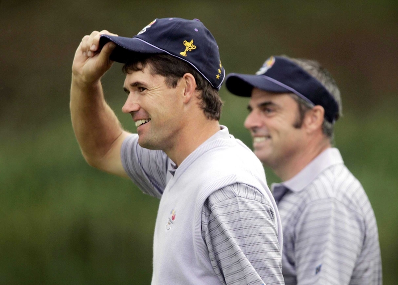 Irish duo Padraig Harrington and Paul McGinley fell to Europe's only defeat on Saturday