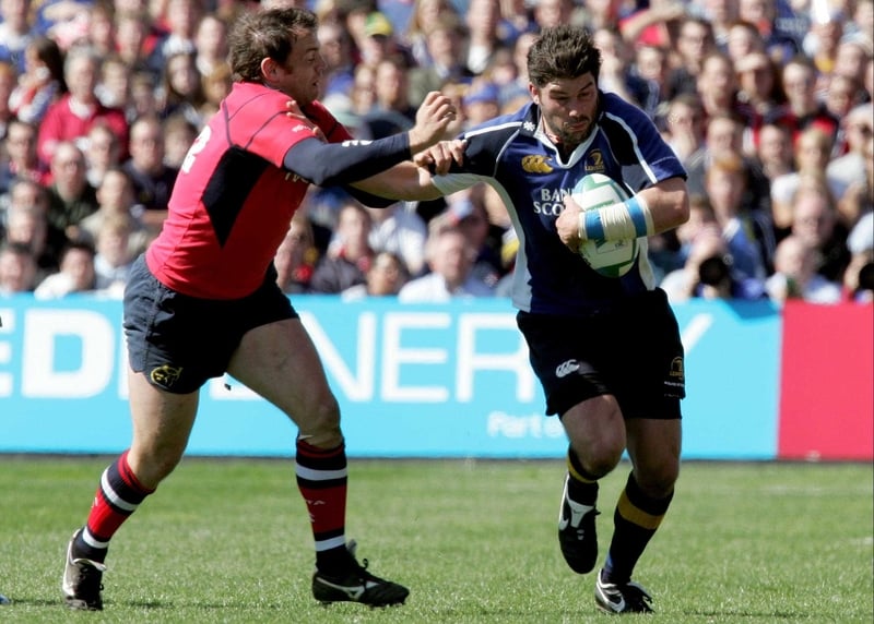 Brian Blaney (right) holds of Munster's Rob Henderson during last season's Heineken Cup semi-final at Lansdowne Road