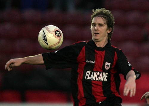 Dessie Baker scored a brace of goals at Flancare Park