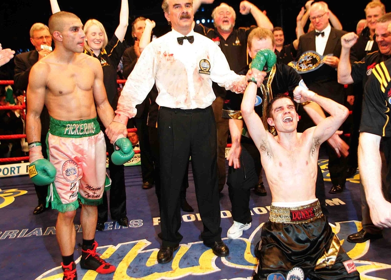 Bernard Dunne celebrates his victory over Esham Pickering last November