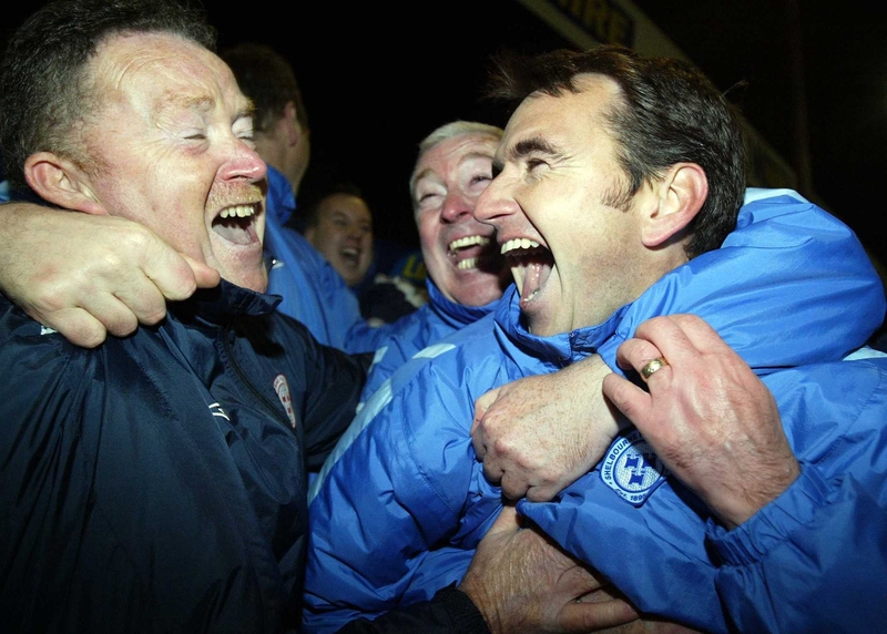 Pat Fenlon celebrates after watching his side win the eircom Premier League
