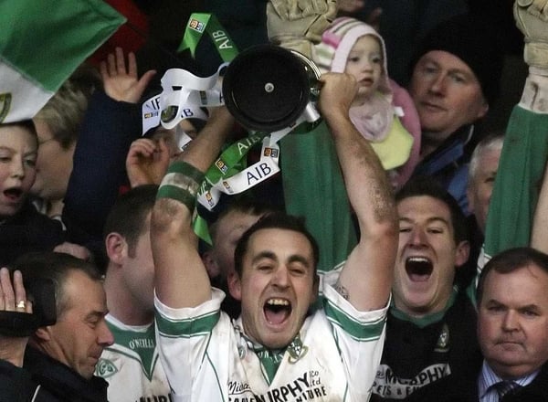 Moorefield's Kenny Duane lifts the Leinster trophy