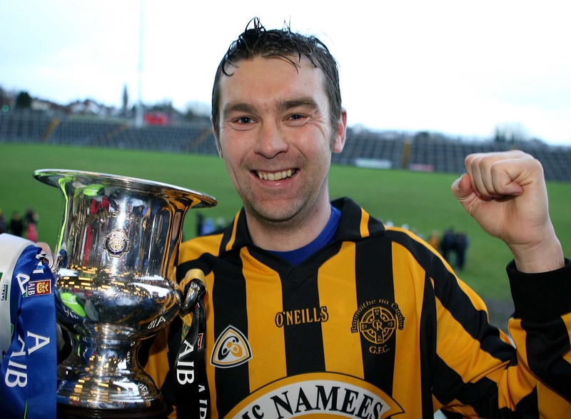 Crossmaglen's Oisin McConville with the cup as they celebrate winning the Ulster Club Championship against Ballinderry