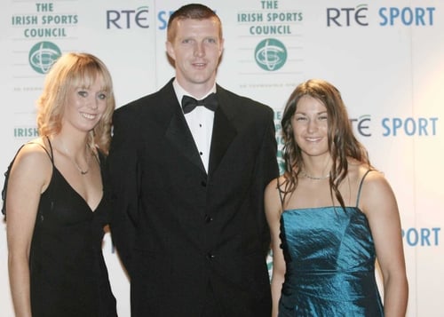 Henry Shefflin with fellow nominees Derval O'Rourke and Katie Taylor