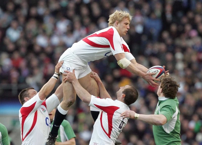 Lewis Moody claims a line-out ball against Ireland at Twickenham last year