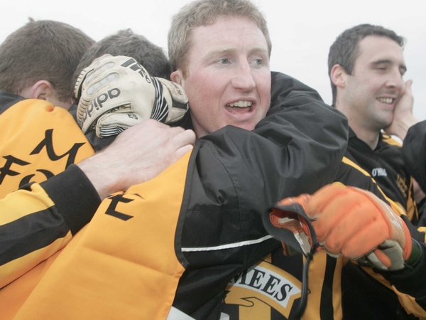 Crossmaglen's Francie Bellew is congratulated at the final whistle